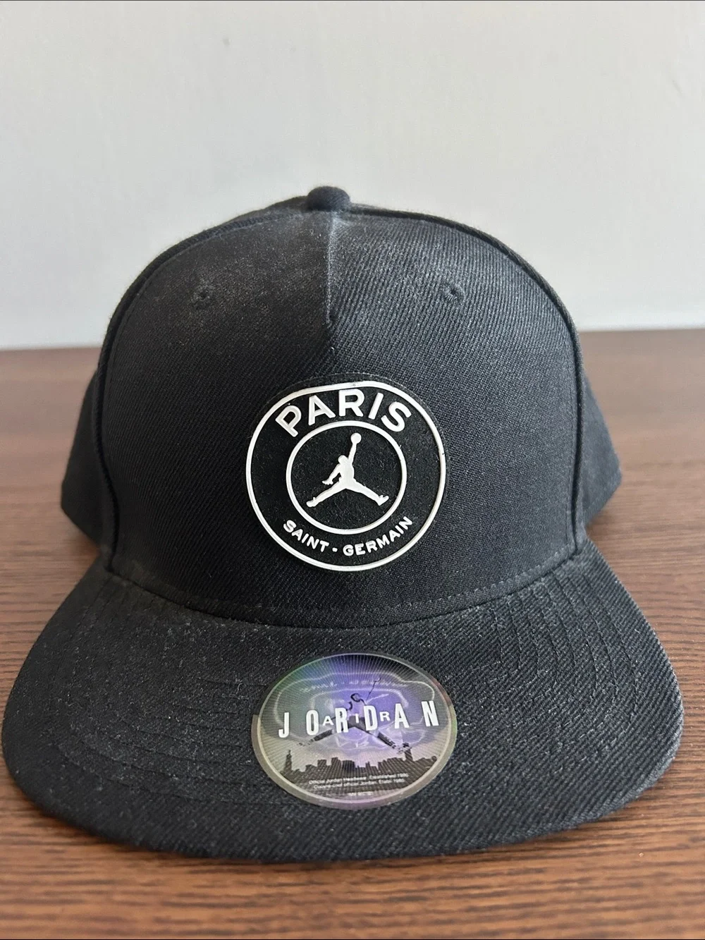 Jordan Paris Saint-Germain Black White Logo Snapback Hat